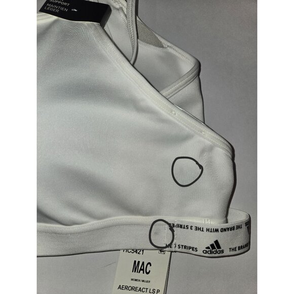 Adidas Aeroreact LS P Women's White Sport Bra White Women 40AC Light Support - Picture 2 of 11